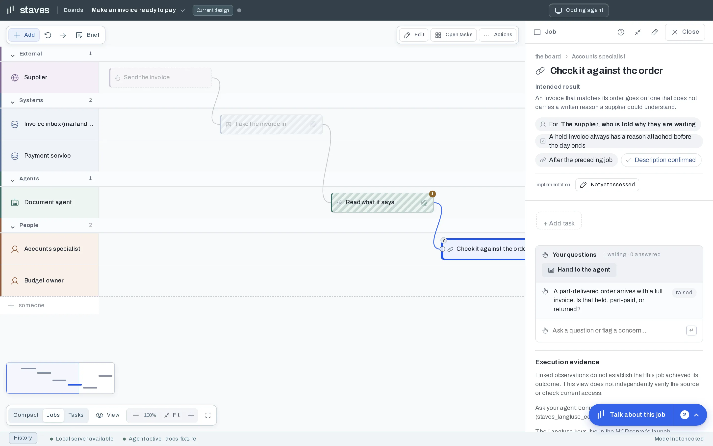 A job open in the inspector: what it should achieve, who needs the result, and how you know it is done.